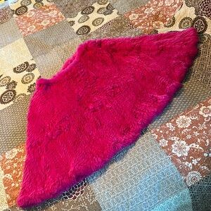Bernardo Rabbit Fur pink poncho shawl